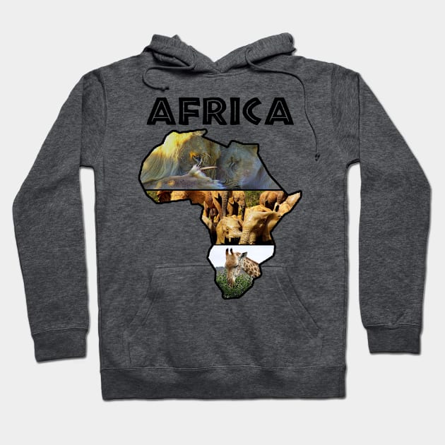 Africa Wildlife Continent Collage Hoodie by PathblazerStudios